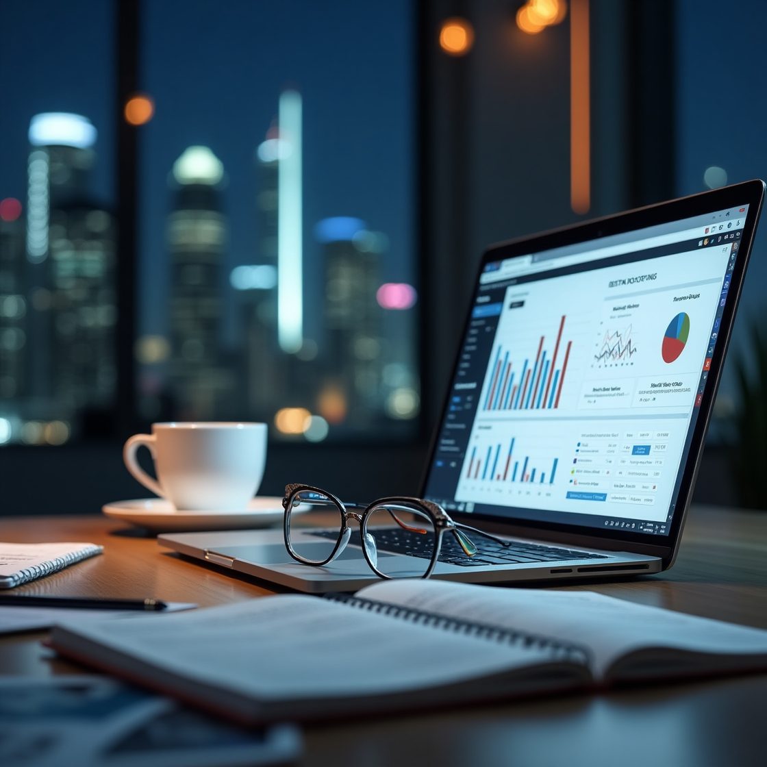 Analytics dashboard in digital marketing workspace