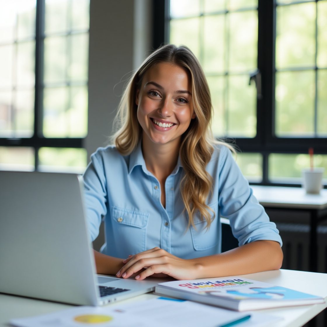 Young woman working on digital marketing